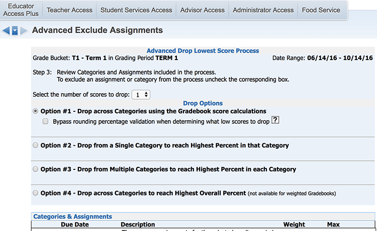 Drop Lowest Scores Screenshot