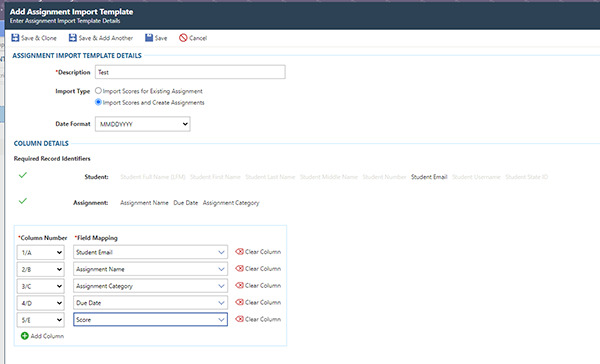 Assignment Import Template