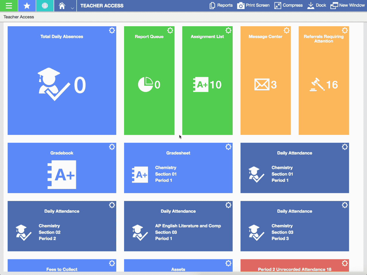 Gradebook screen shot